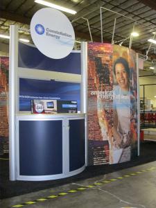 ECO-2019-MOD and ECO-1019-MOD with Large Monitor Mounts, Paradise Graphics, FSC Laminate Infill�s, LED Lighting and ECO-7C Podium -- Image 2