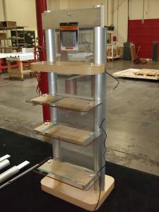 MOD-1235 Tower with Plex Shelves, Perforated Metal Inserts, and Metal Brochure Holders -- Front